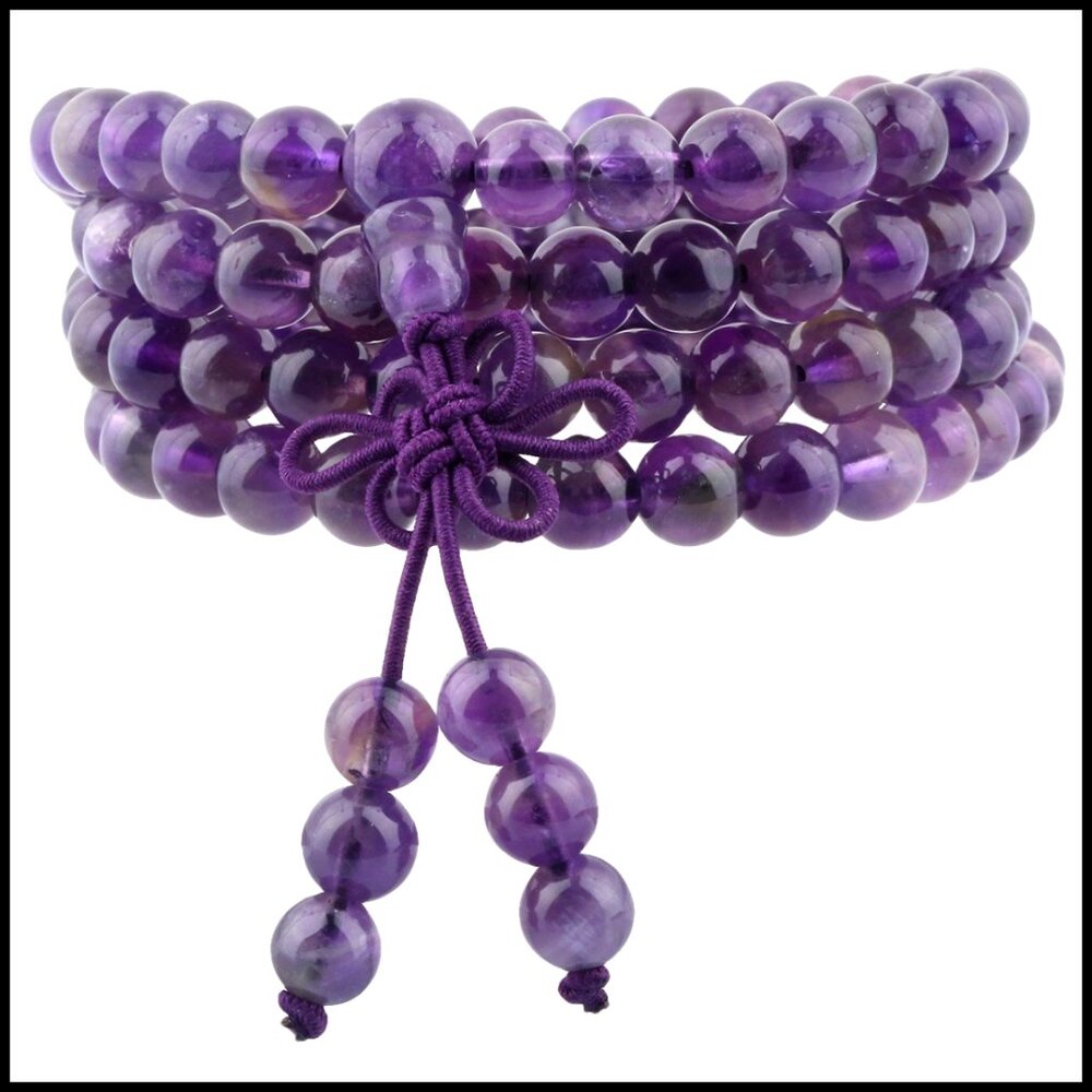 6mm Stone Beads Wrap Bracelet Meditation Mala Necklace Unisex Elastic Yoga